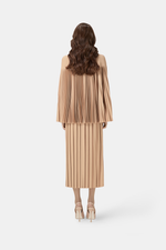 Camel Pleated Cape Jacket