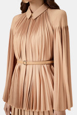 Camel Pleated Cape Jacket