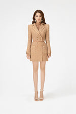 Gold Tweed Trench Skirt