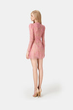 Pink Beaded Lace Midi Dress