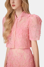 Pink Beaded Lace Top