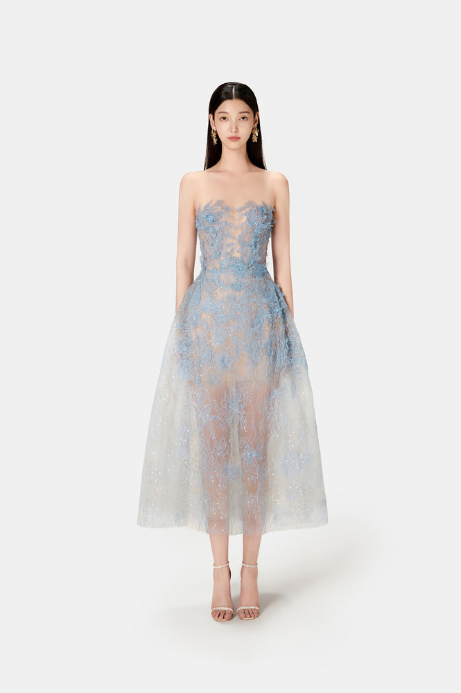 
            
                Load image into Gallery viewer, Blue Beaded Lace Dress
            
        