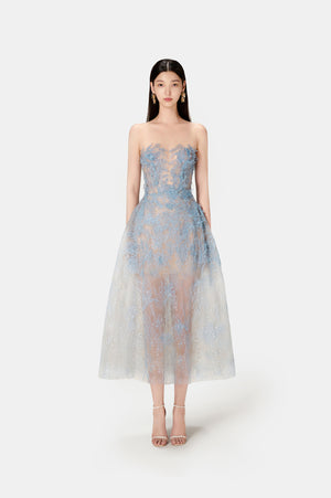 Blue Beaded Lace Dress