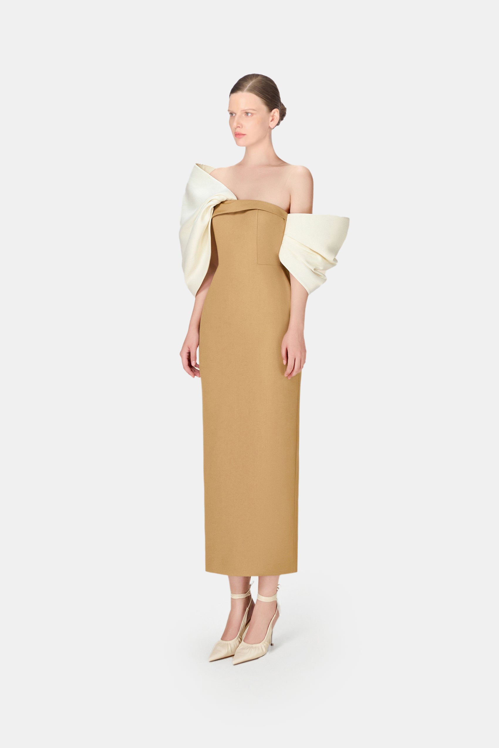 Camel Big Bow Dress