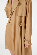 Camel Linen Trench Coat