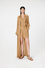 Camel Linen Trench Coat