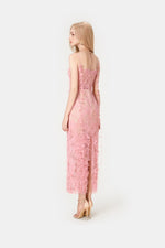 Pink Beaded Lace Pencel Dress