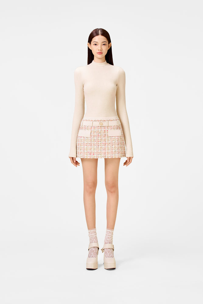 Pink Tweed Mini Skirt