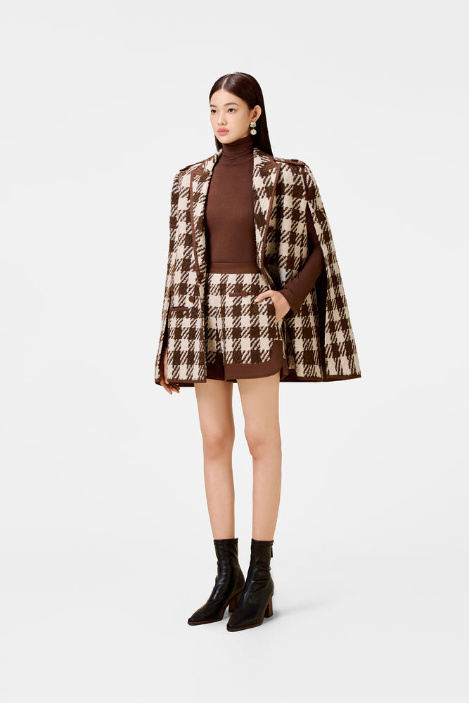 Brown Houndstooth Cape