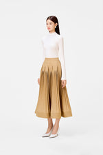 Camel Pleated Skirt