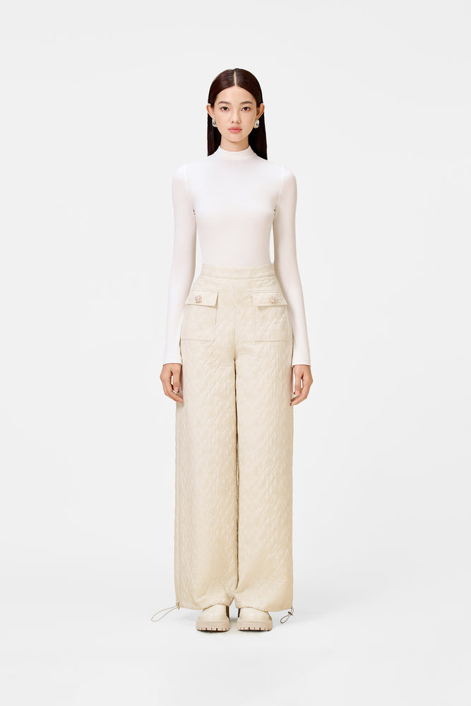 Cream Quilted Trousers