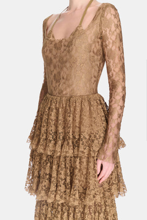 Gold Lace Layered Dress