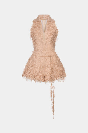 Peach Beaded Lace Jumpsuit