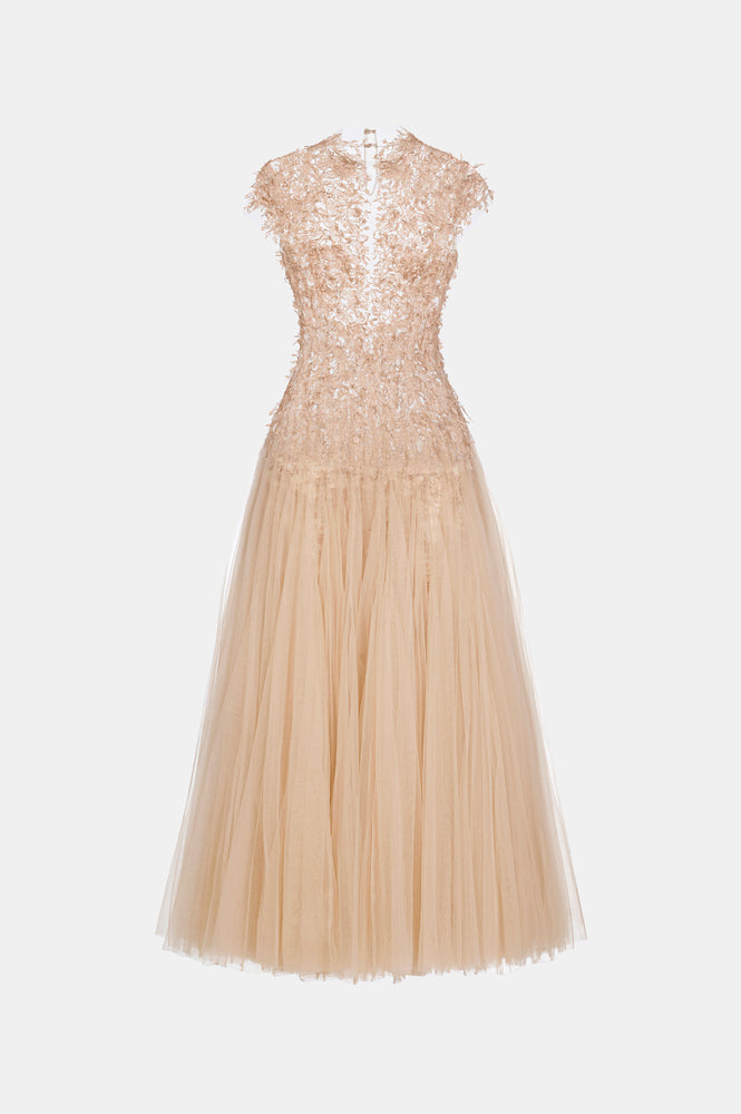 Peach Ombré Cut-Out Lace Dress