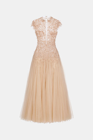 Peach Ombré Cut-Out Lace Dress