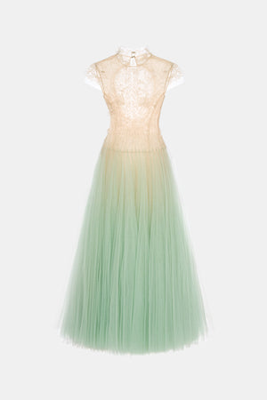 Mint Ombré Cut-Out Lace Dress