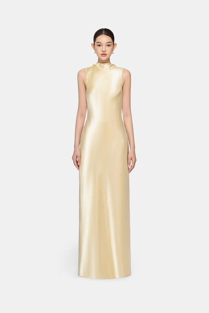 Gold Sleeveless Silk Dress