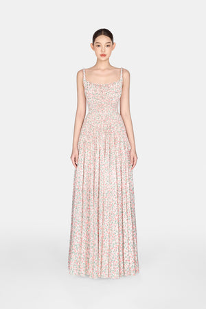 Floral Pleated Maxi Dress