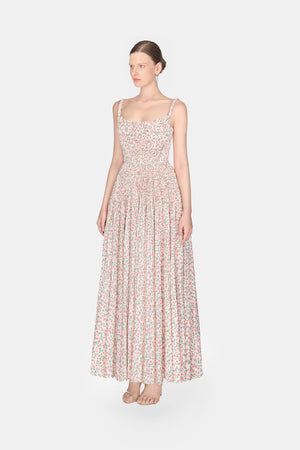 Floral Pleated Maxi Dress