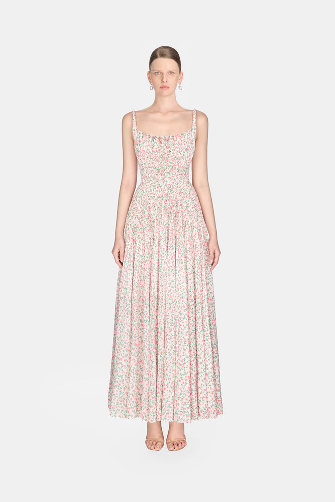 Floral Pleated Maxi Dress