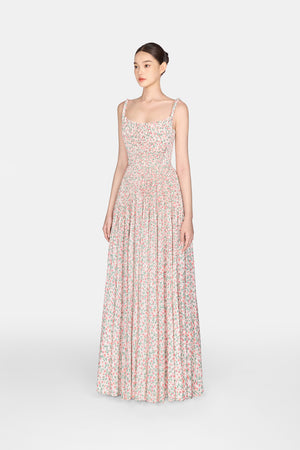 Floral Pleated Maxi Dress