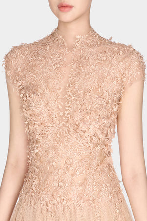 Peach Ombré Cut-Out Lace Dress