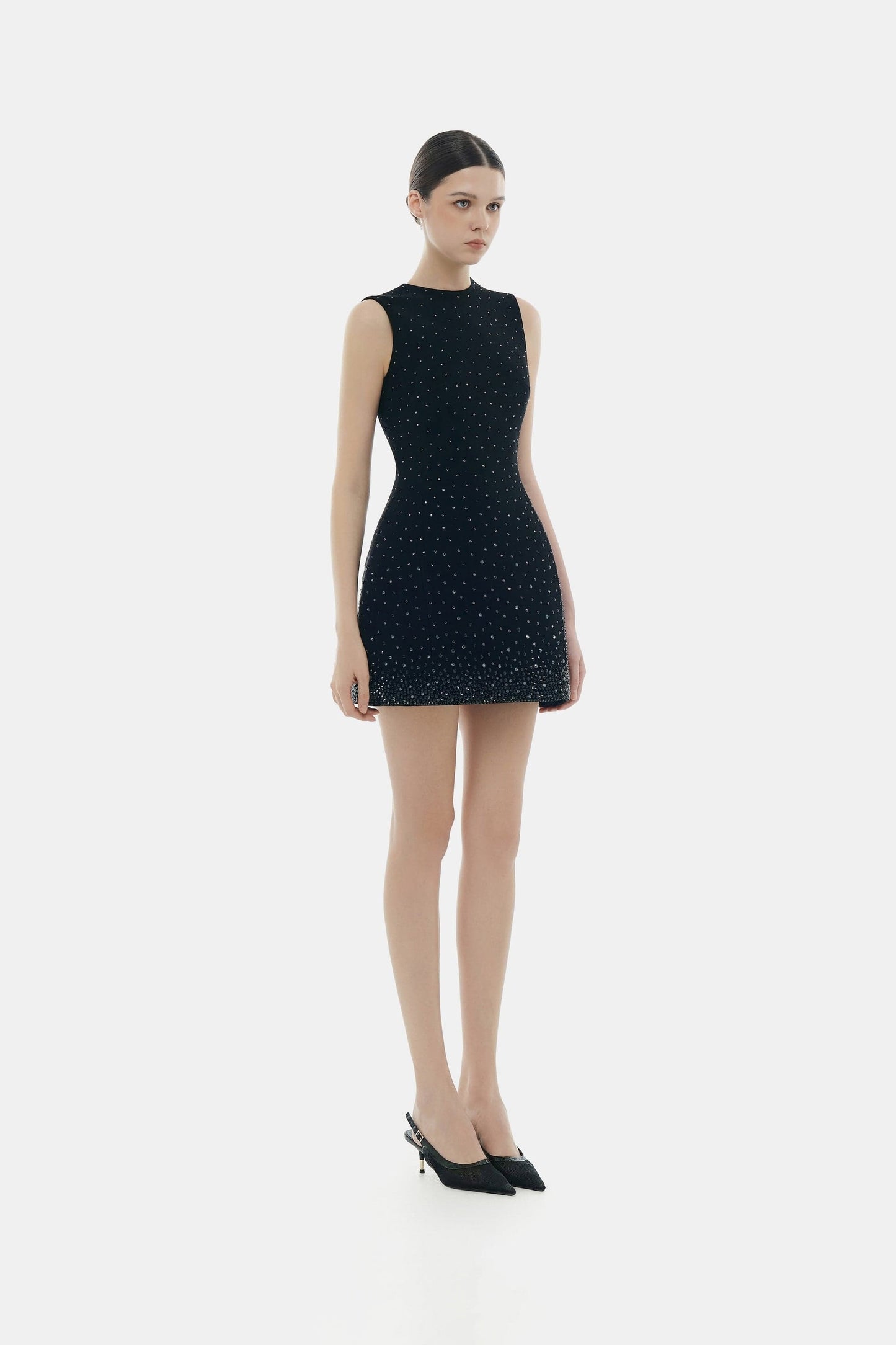 Black Crystal Beaded Mini Dress XL Black Crystal Beaded Mini Dress XL