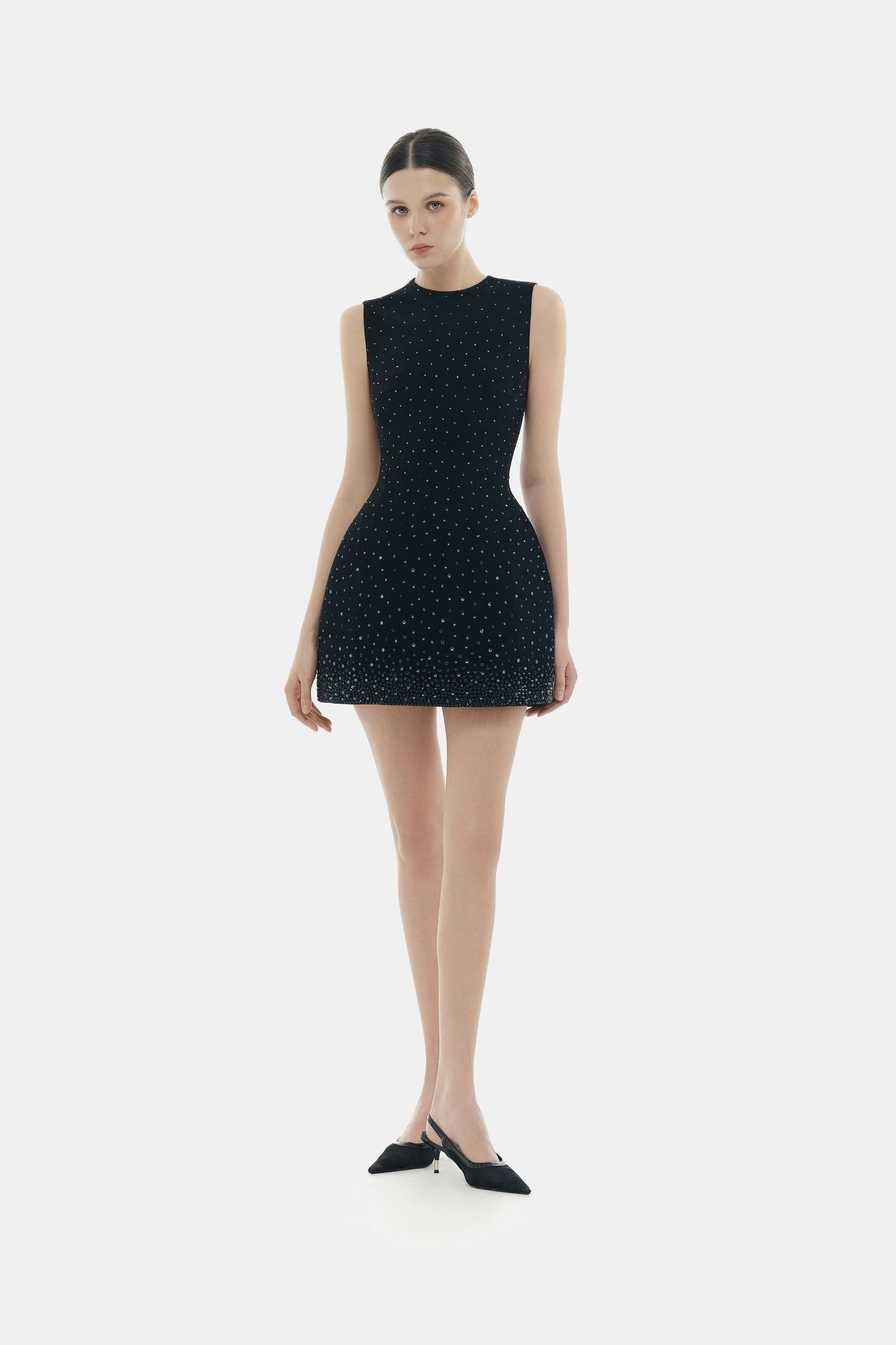 Black Crystal Beaded Mini Dress XL Black Crystal Beaded Mini Dress XL