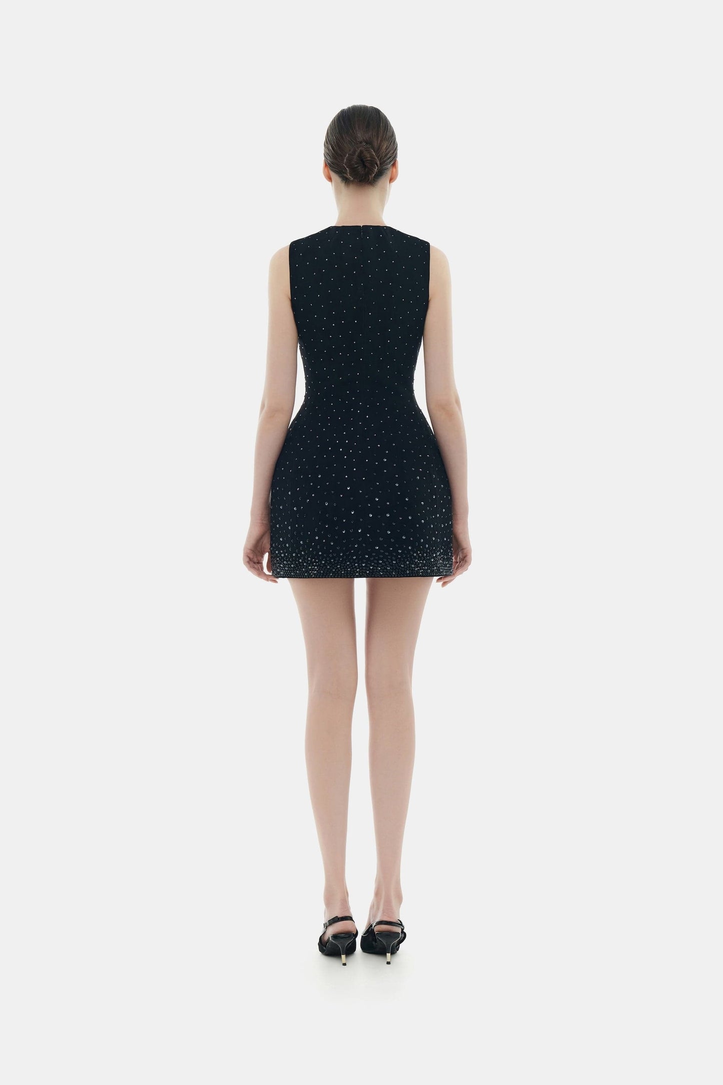 Black Crystal Beaded Mini Dress XL Black Crystal Beaded Mini Dress XL