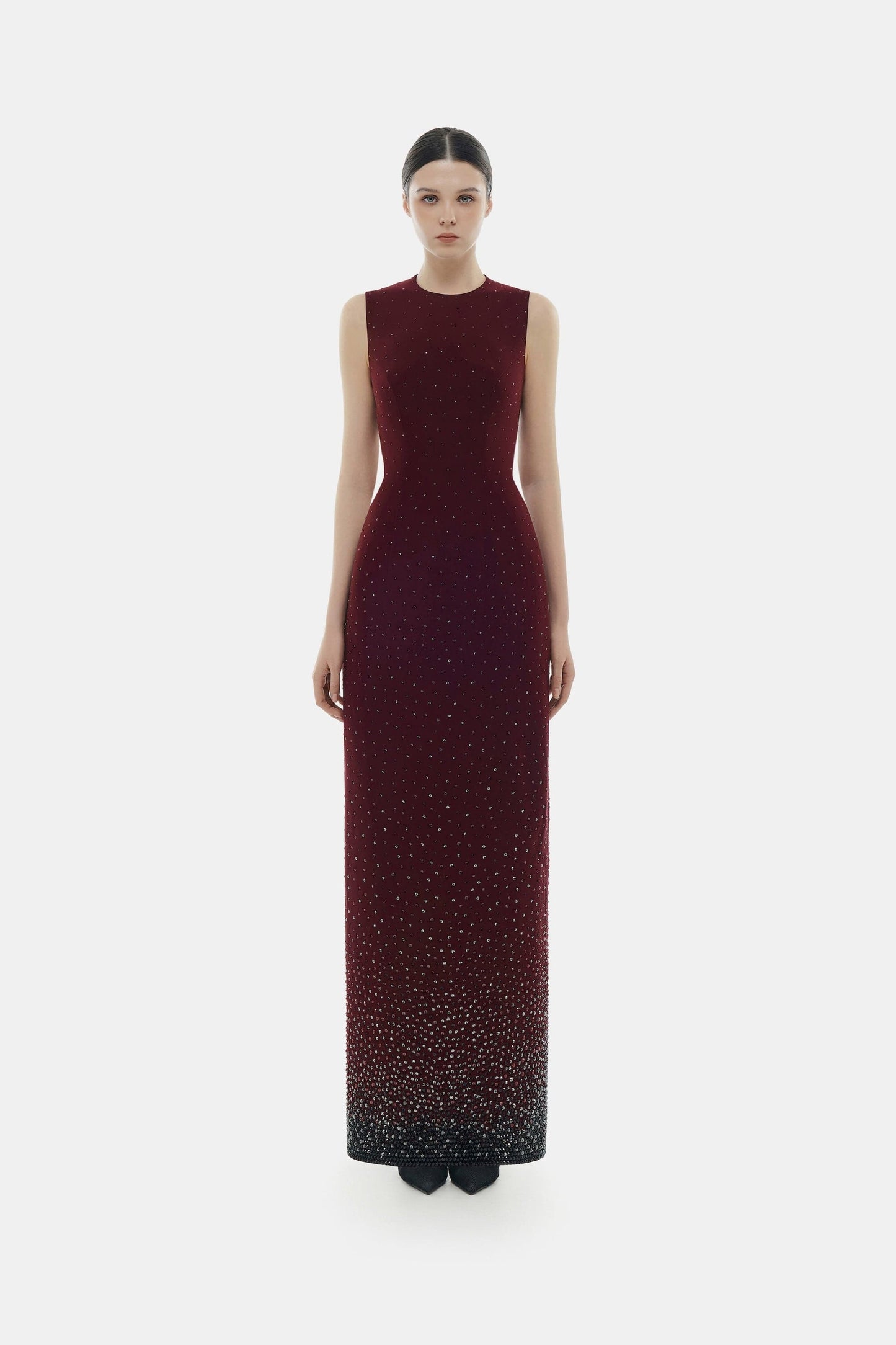 Burgundy Crystal Beaded Maxi Dress Montsand Burgundy Crystal Beaded Maxi Dress Montsand