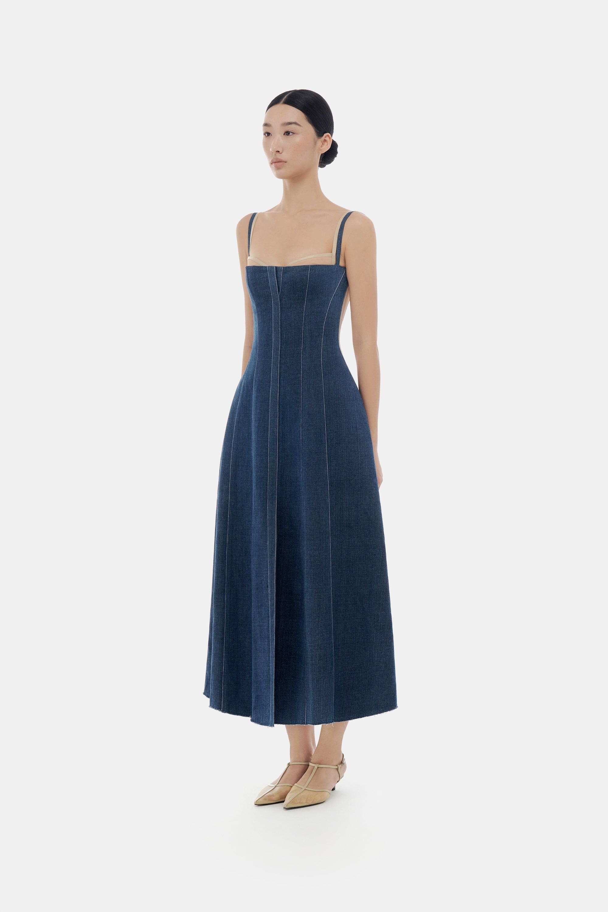 Denim Blue Corset Midi Dress – Montsand