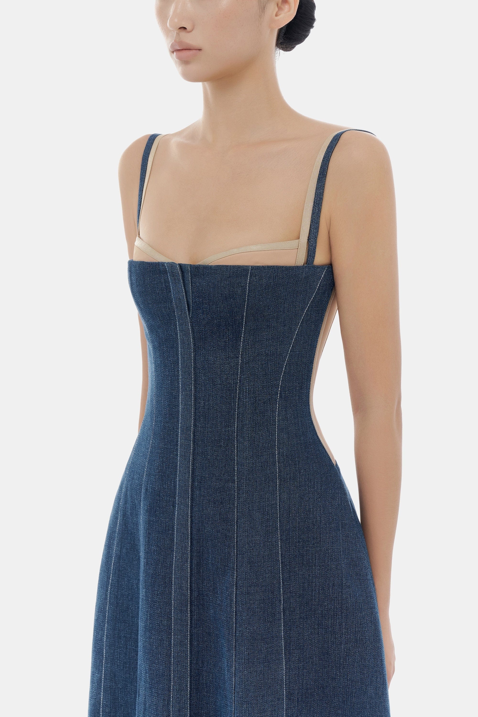 Denim Blue Corset Midi Dress – Montsand
