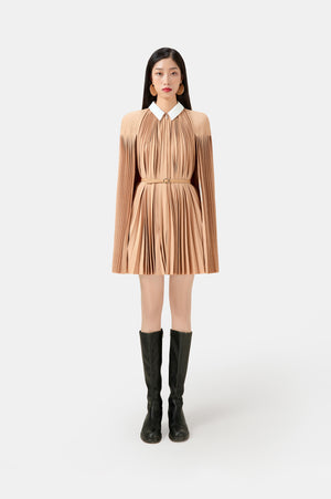 Camel Pleated Cape