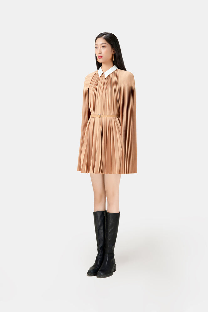 Camel Pleated Cape