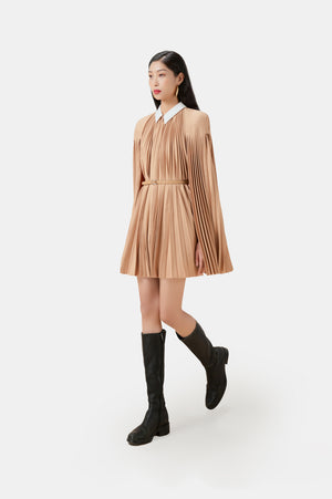 Camel Pleated Cape