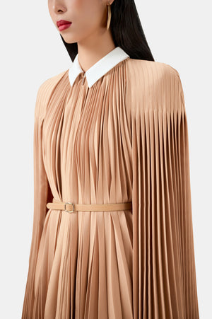 Camel Pleated Cape