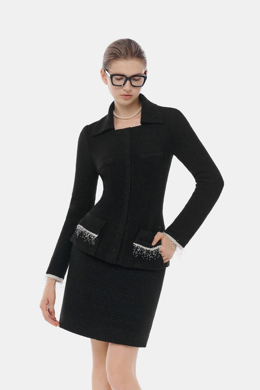 Black Tweed Mini Skirt