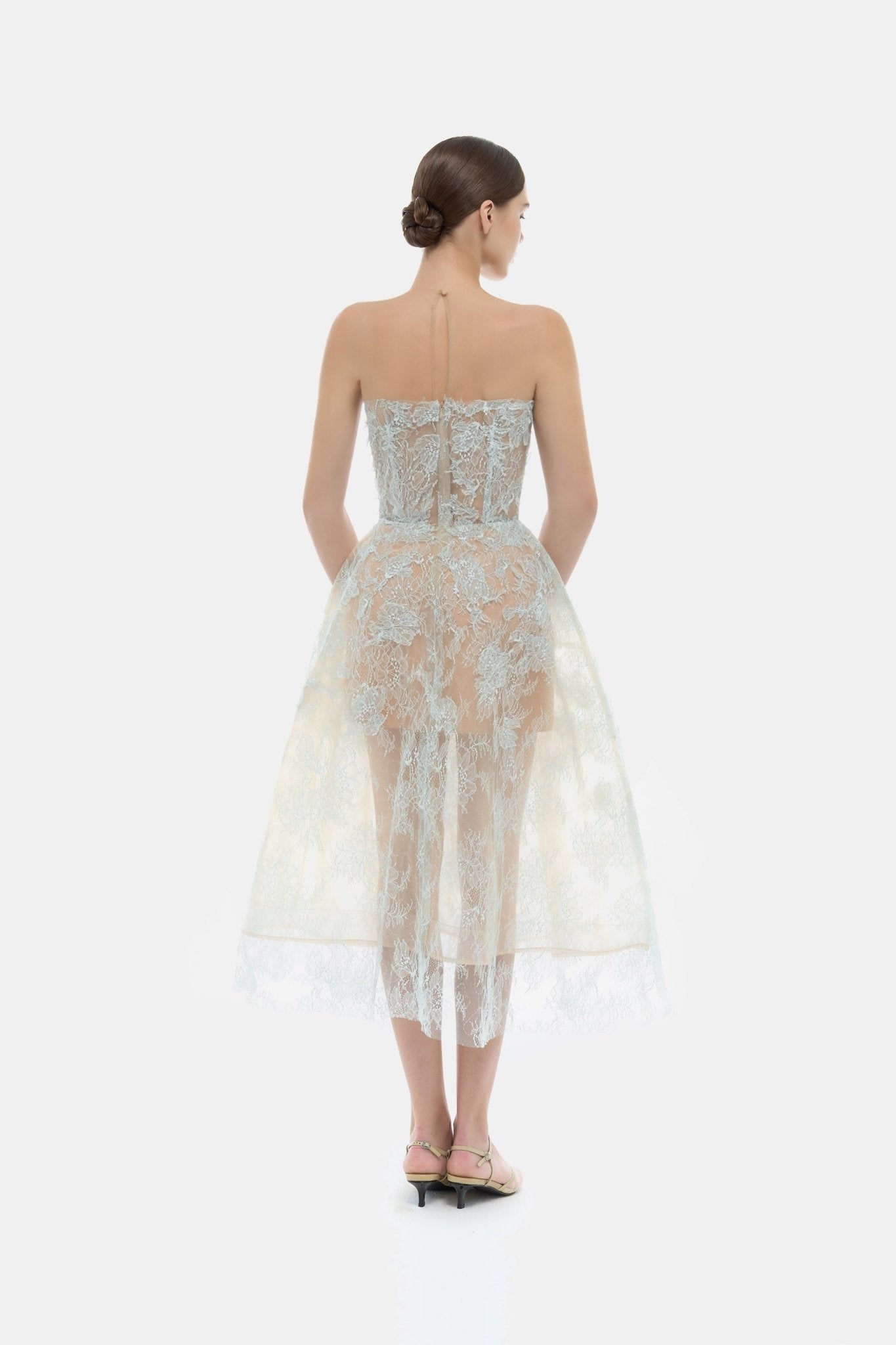 Baby Blue Beaded Lace Dress - Montsand