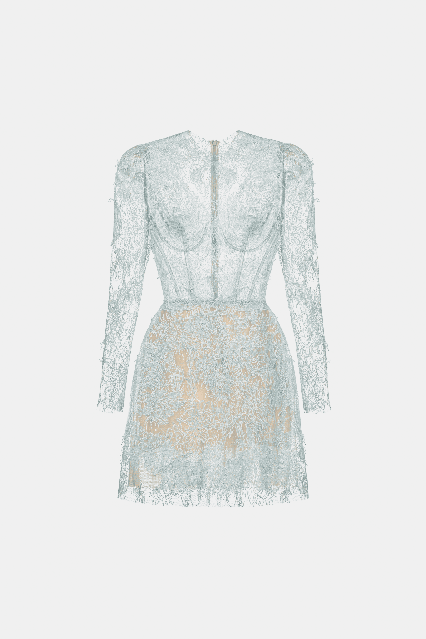 Baby Blue Beaded Lace Mini Dress - Montsand