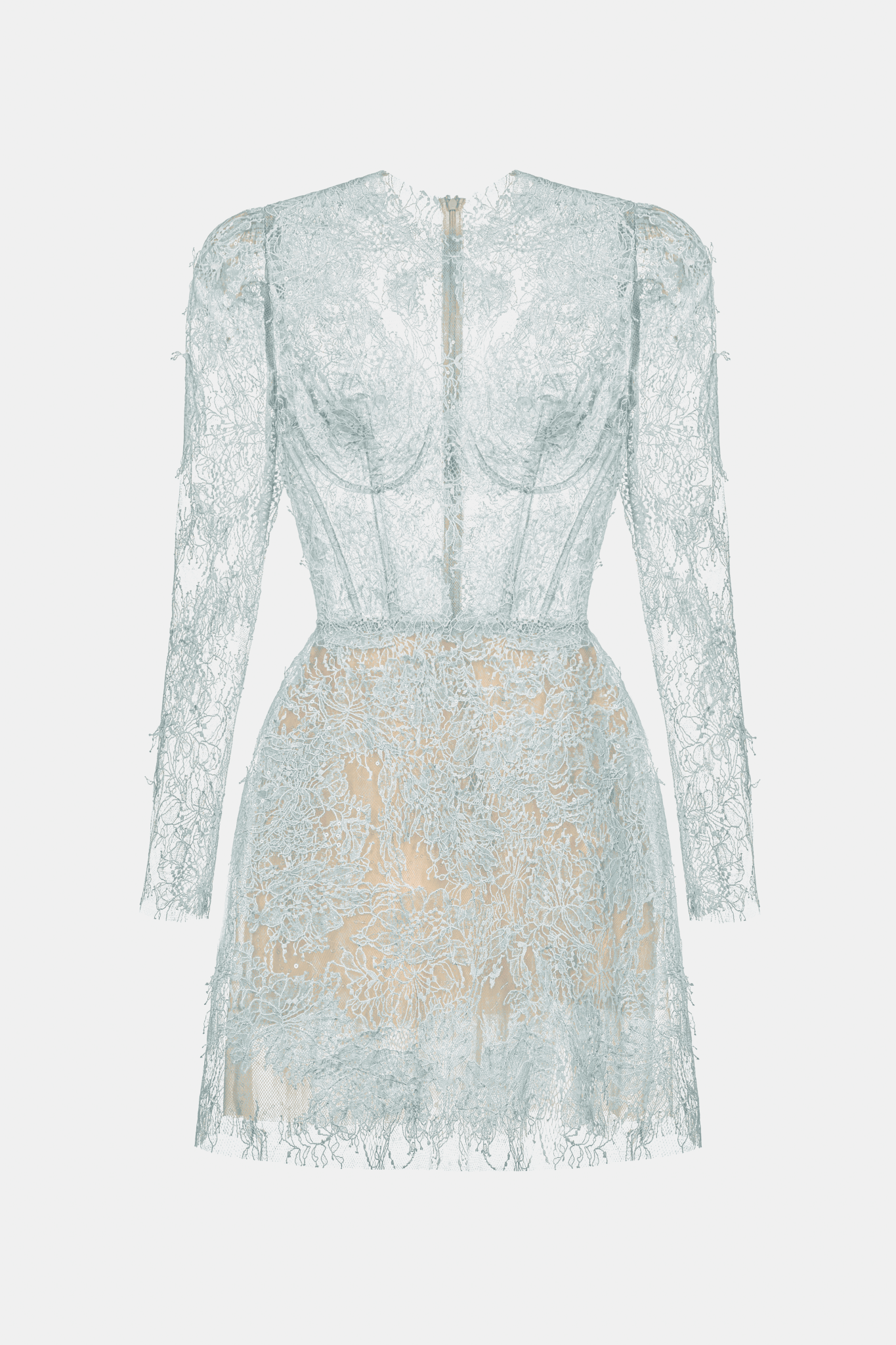 Baby Blue Beaded Lace Mini Dress - Montsand