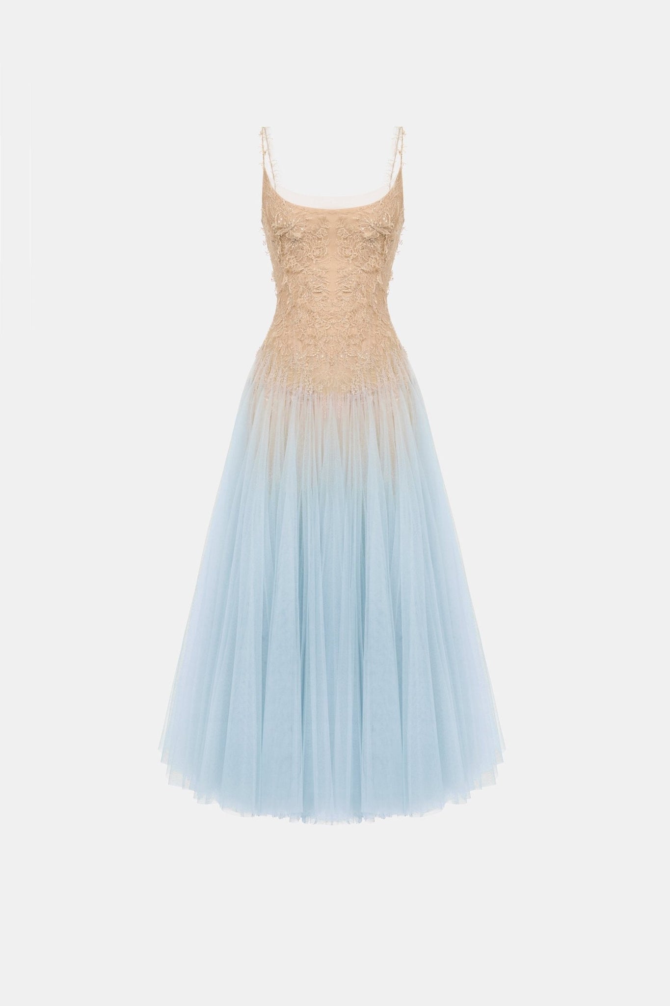 Baby Blue Ombre Lace Midi Dress - Montsand