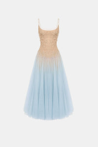 Baby Blue Ombre Lace Midi Dress - Montsand