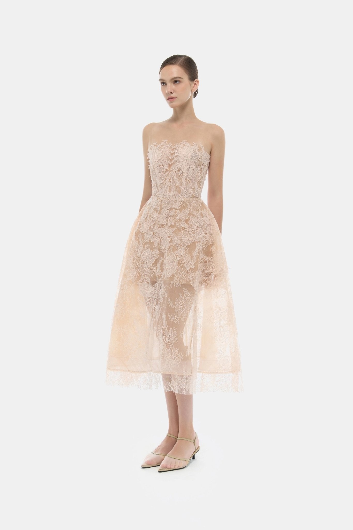 Baby Pink Beaded Lace Dress Montsand Baby Pink Beaded Lace Dress Montsand