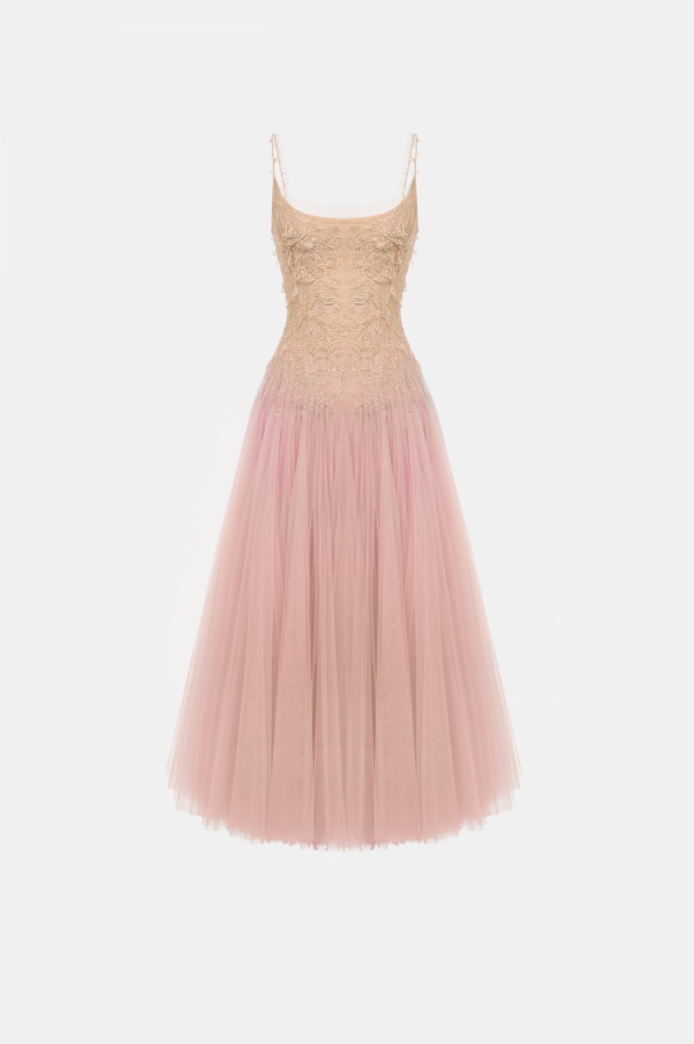 Baby Pink Ombre Lace Midi Dress - Montsand