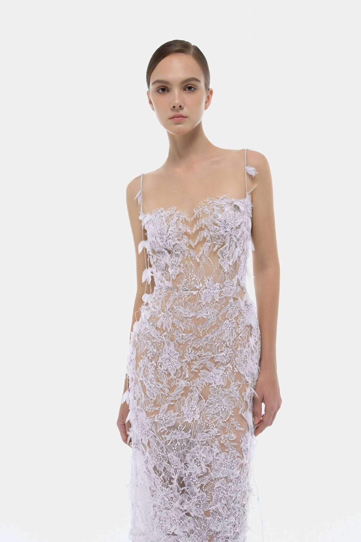 Baby Violet Beaded Lace Pencil Dress - Montsand