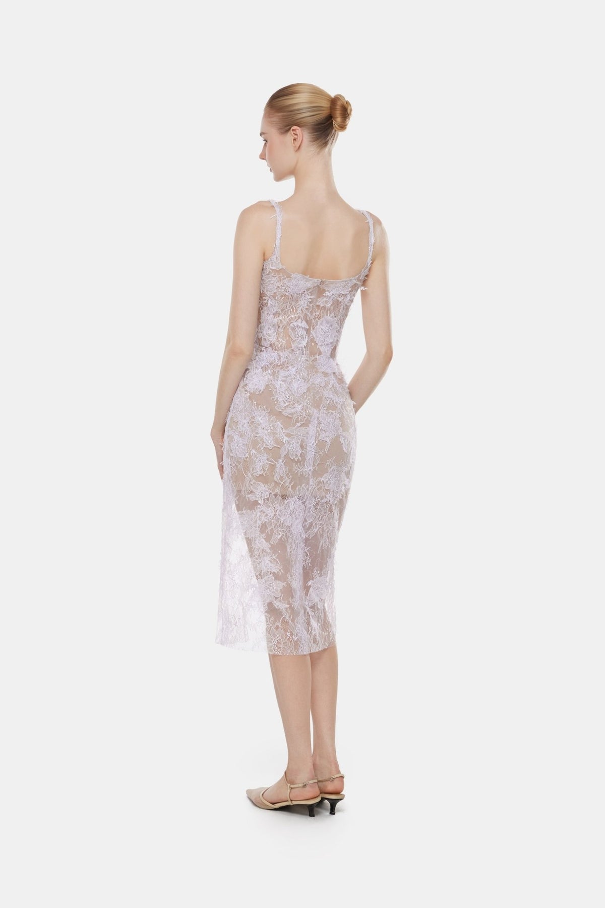 Baby Violet Beaded Lace Pencil Dress - Montsand