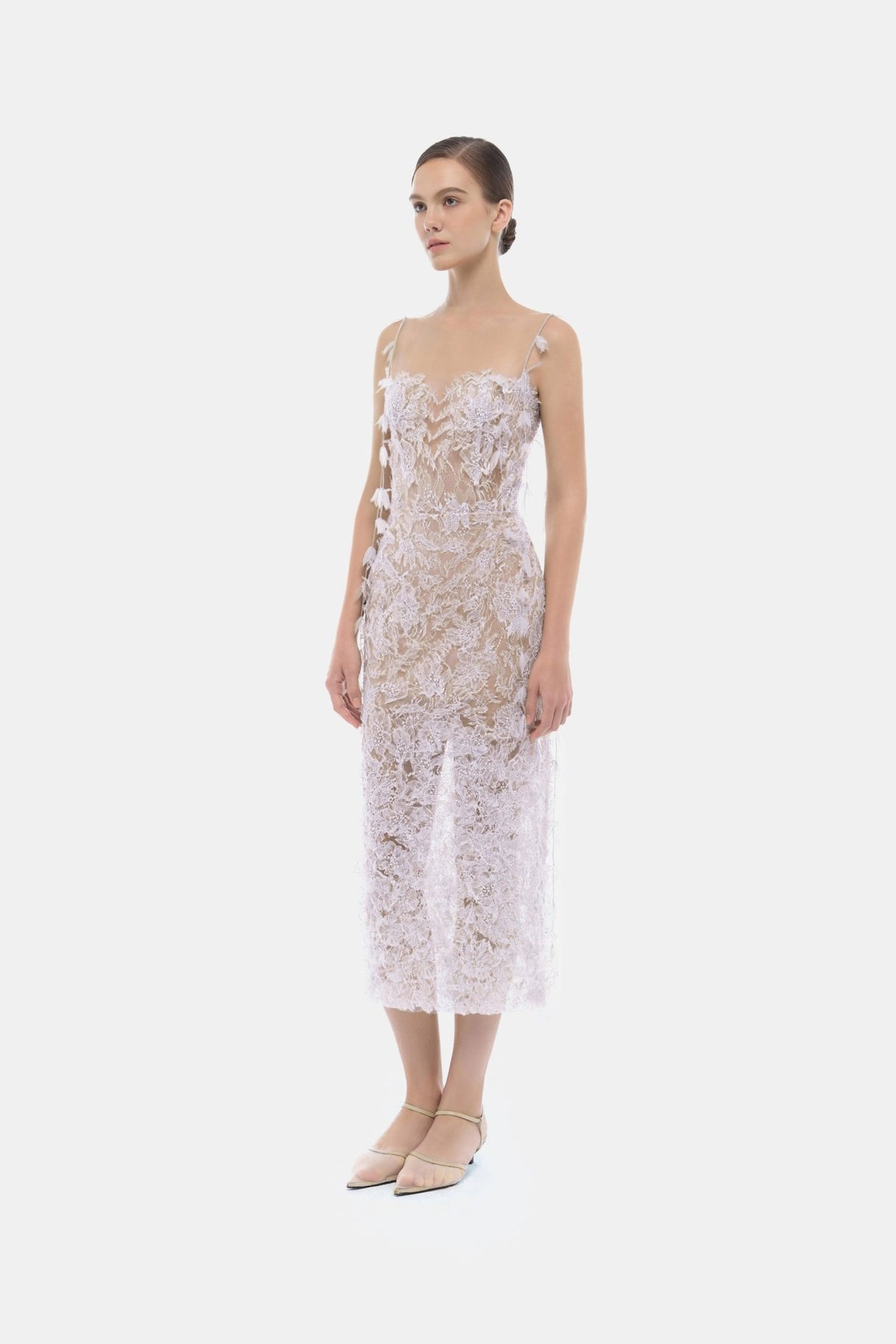 Baby Violet Beaded Lace Pencil Dress - Montsand