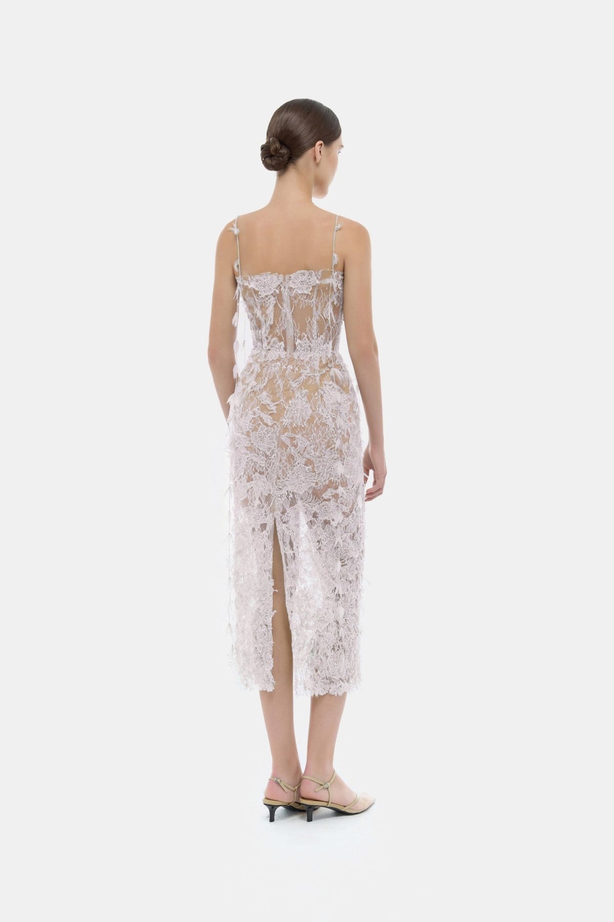 Baby Violet Beaded Lace Pencil Dress - Montsand