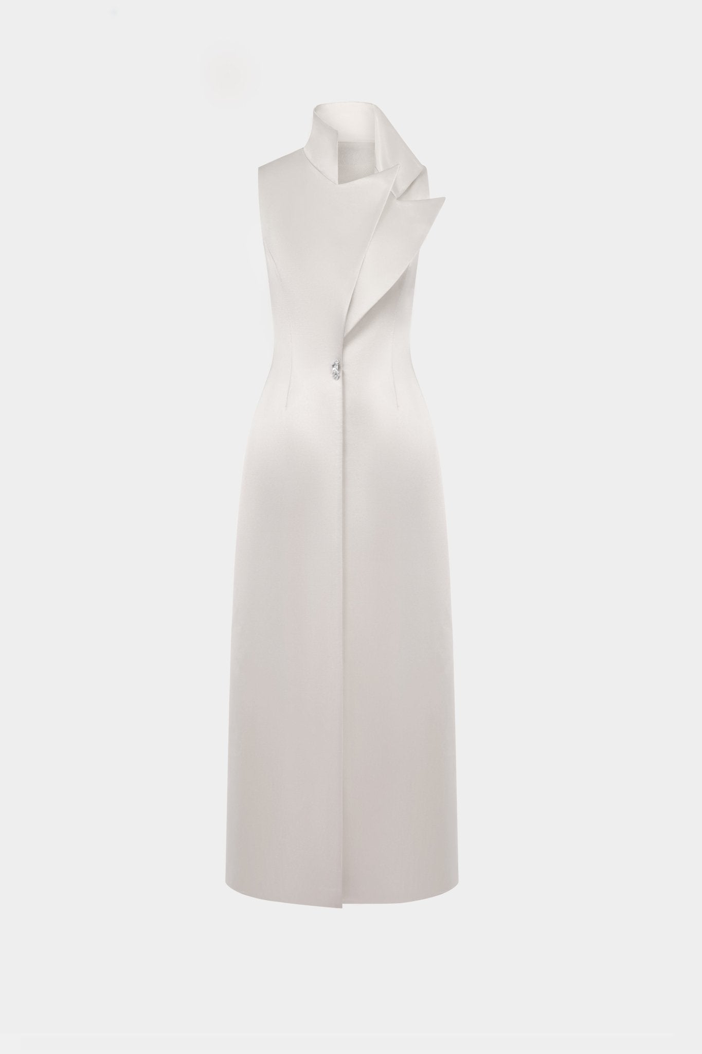 Beige Asymmetrical Silk Coat - Montsand