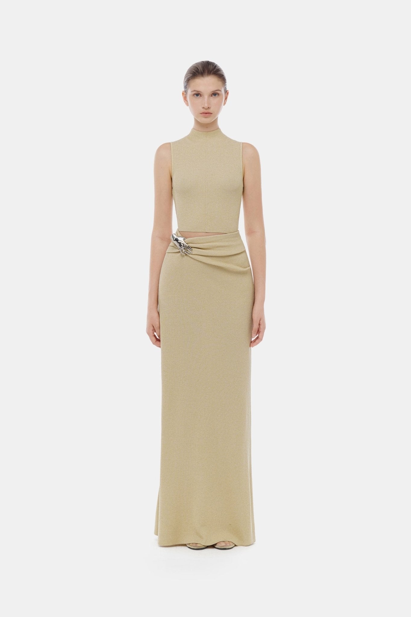 Beige Asymmetrical Wrap Maxi Skirt - Montsand